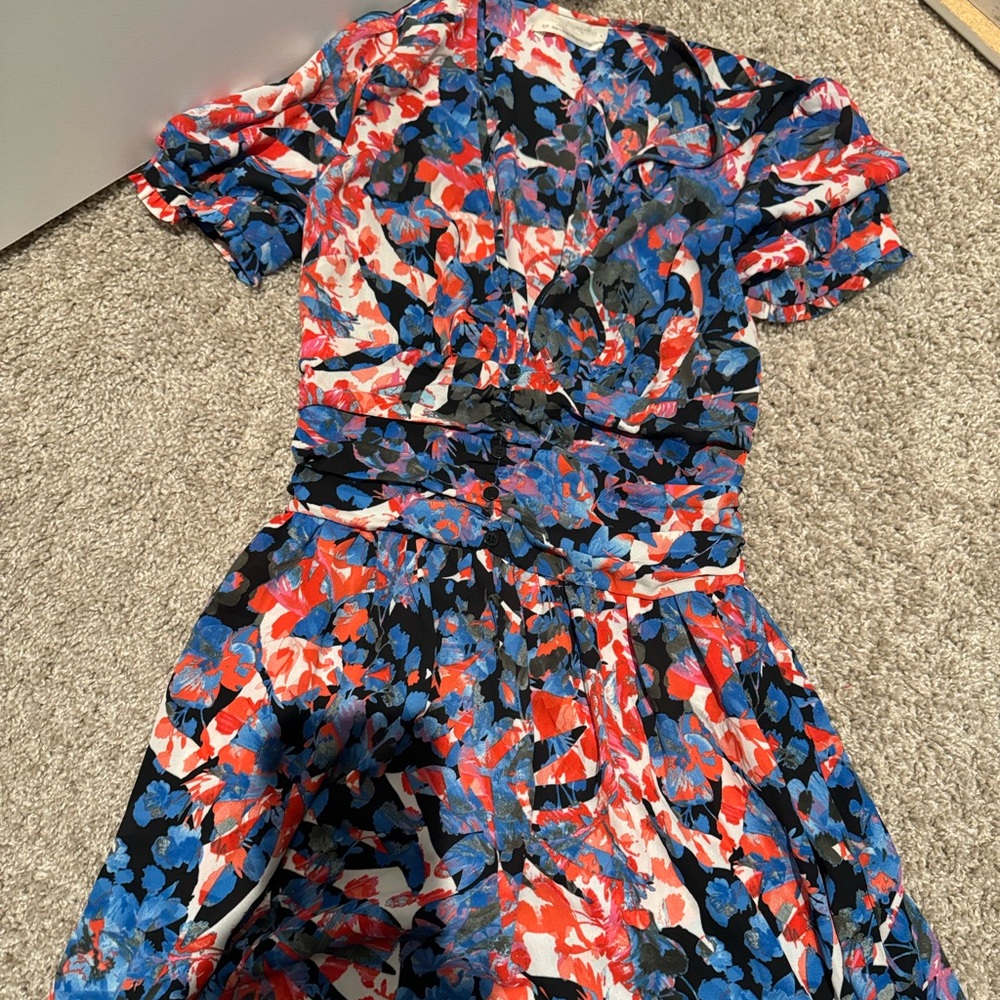 Urban outfitters multi print pattern mini dress with puff sleeves